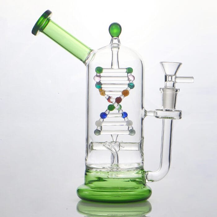 glass-tech-dna-spinning-kinetic-energy-dab-rig-green-color-with-bowl-show