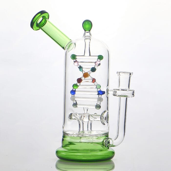 glass-tech-dna-spinning-kinetic-energy-dab-rig-green-color-show