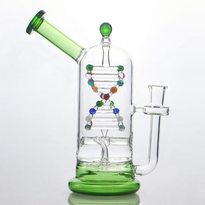 glass-tech-dna-spinning-kinetic-energy-dab-rig-green-color-show